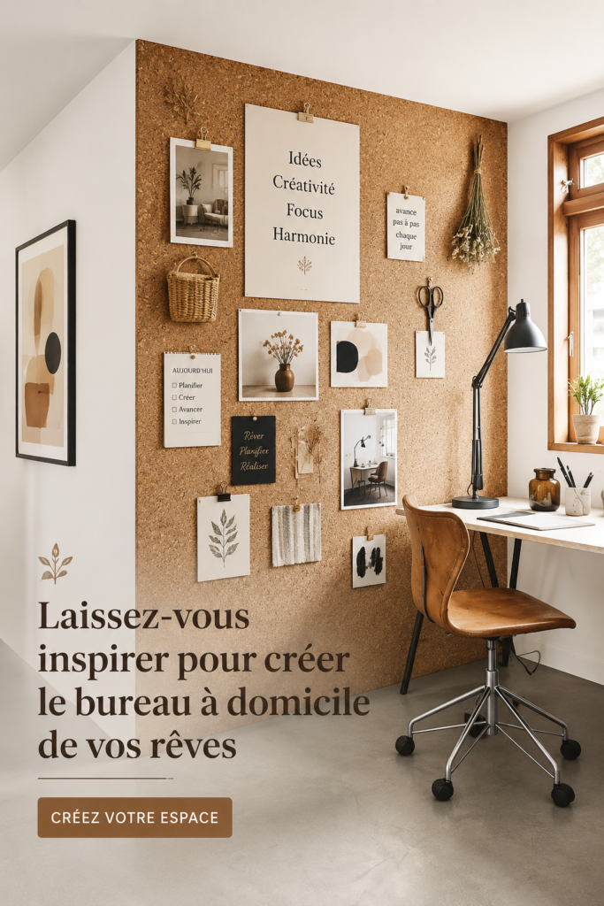 Un bureau moderne et chaleureux, bien aménagé avec des plantes et un bon éclairage