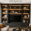 Etagères intégrées modernes embellissant un salon chaleureux
