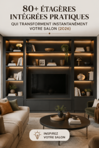 Etagères intégrées modernes embellissant un salon chaleureux