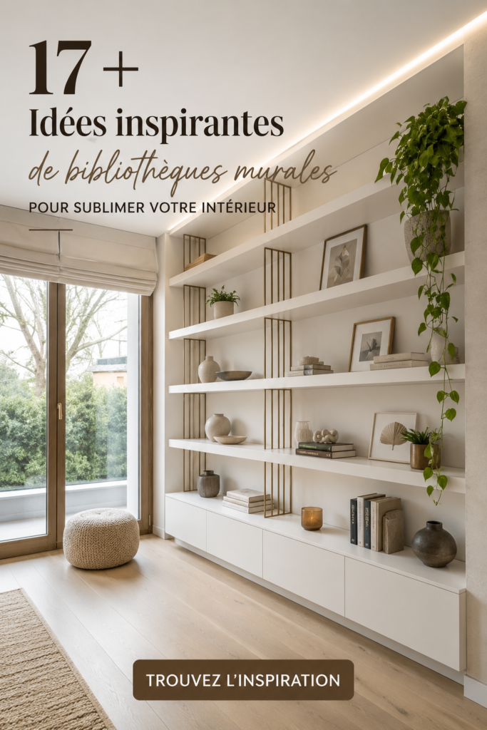 Une belle étagère murale avec des livres et des éléments de décoration