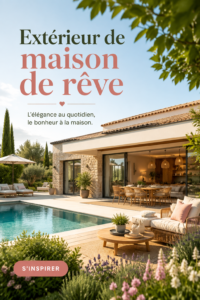 Espace extérieur de maison accueillant avec mobilier de jardin et plantes décoratives