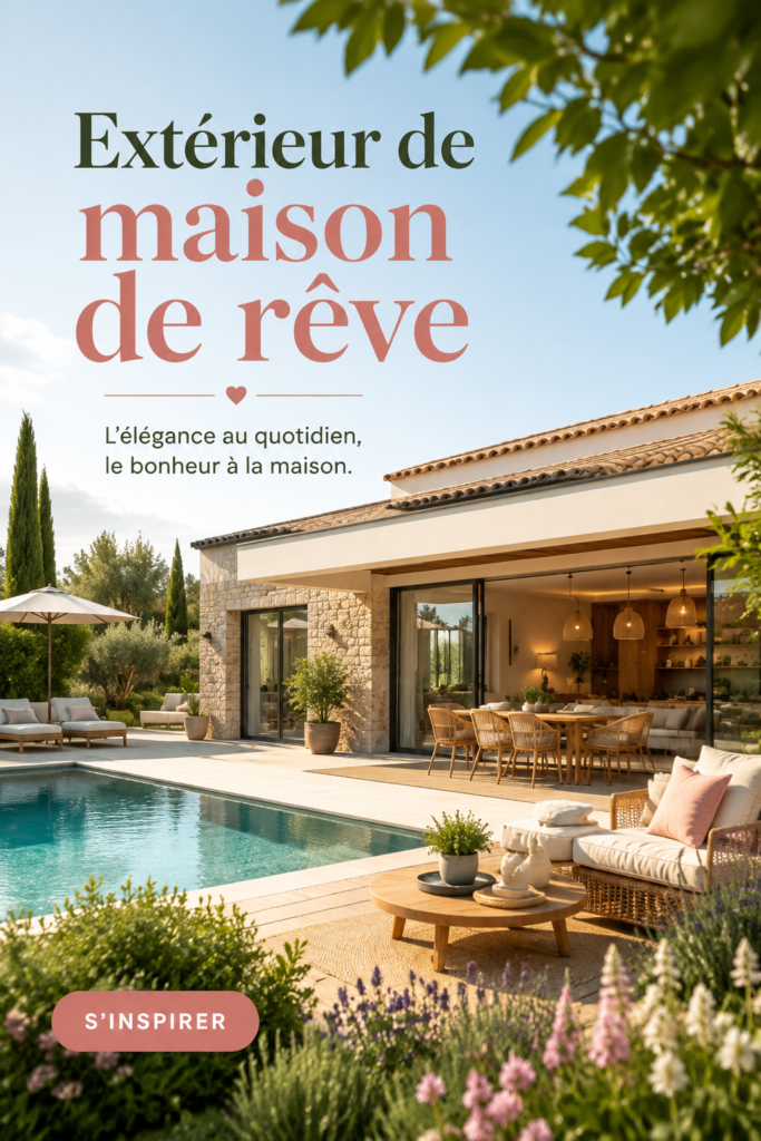 Espace extérieur de maison accueillant avec mobilier de jardin et plantes décoratives