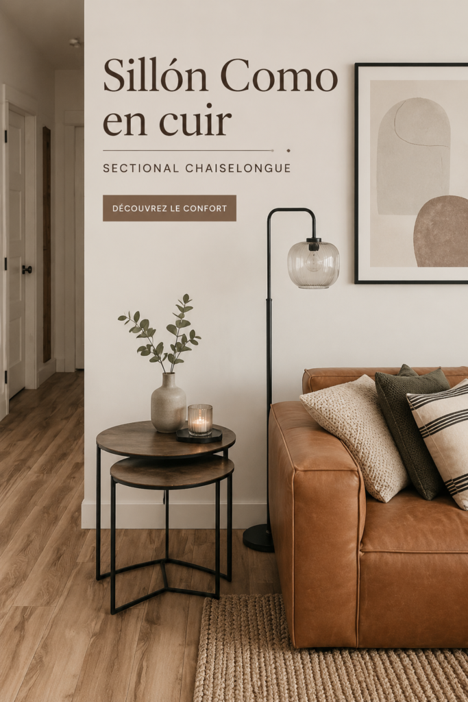 Un élégant fauteuil sectionnel en cuir dans un salon moderne.