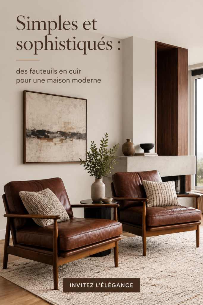 Un élégant fauteuil en cuir dans un intérieur moderne et chaleureux