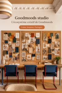 Moodboard inspirant de Goodmoods avec des couleurs vives et des textures variées.