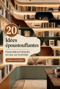 Bibliothèque moderne du sol au plafond dans un salon chaleureux