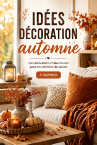 Un intérieur décoré de couleurs chaudes pour l'automne, avec des coussins et des plaids.