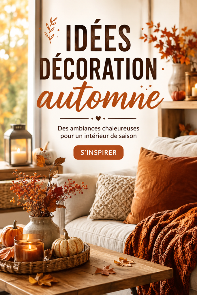Un intérieur décoré de couleurs chaudes pour l'automne, avec des coussins et des plaids.