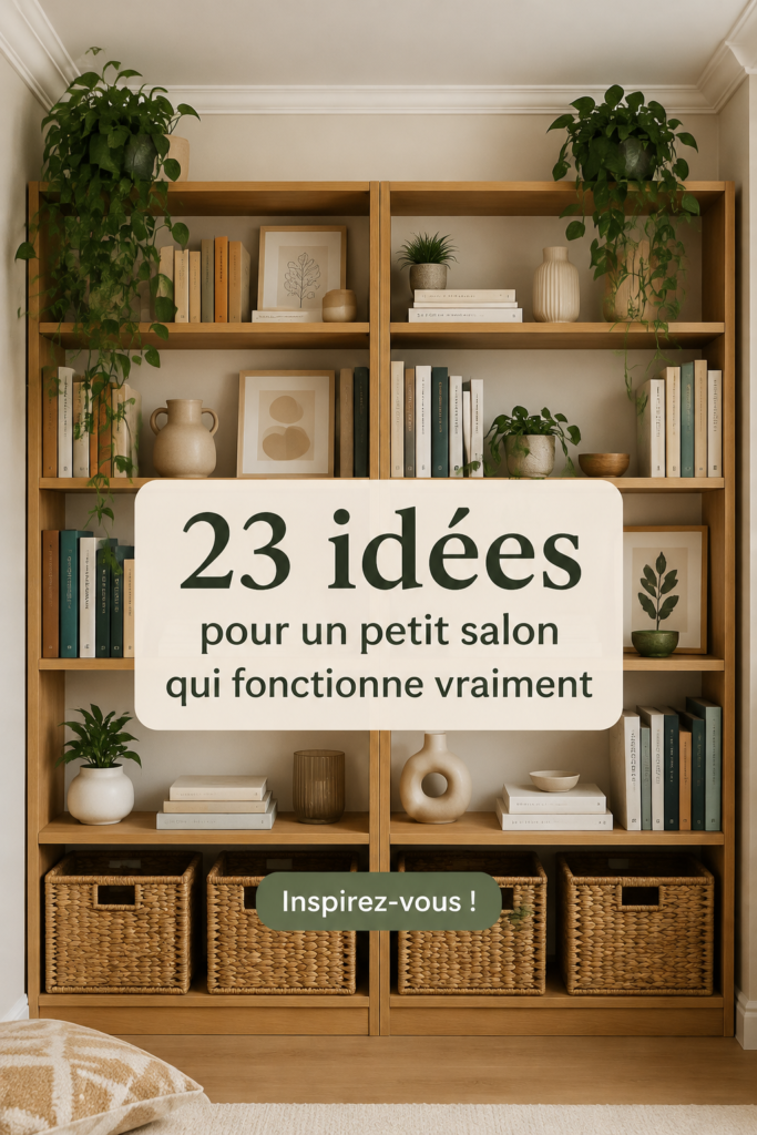 Salon de petit appartement avec des couleurs claires et des meubles modulables