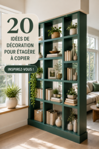 Une bibliothèque chaleureuse avec des livres soigneusement rangés et des éléments décoratifs.