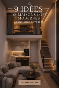 Une pièce de loft moderne avec de grands espaces ouverts et de belles touches décoratives.