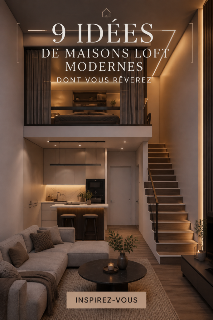 Une pièce de loft moderne avec de grands espaces ouverts et de belles touches décoratives.