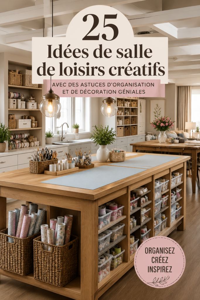 Une pièce créative aménagée avec des rangements astucieux et de la déco inspirante.