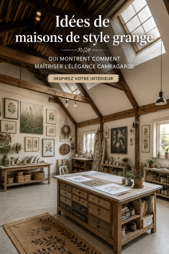 Maison élégante de style barn avec des éléments en bois et une décoration accueillante.