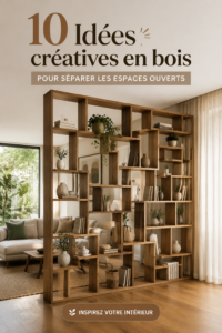 Paroi en bois séparant un espace ouvert dans une maison moderne.