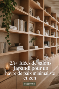 Salon décoré dans un style Japandi, minimaliste et apaisant.