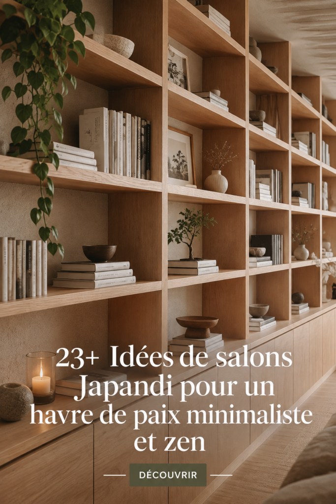 Salon décoré dans un style Japandi, minimaliste et apaisant.