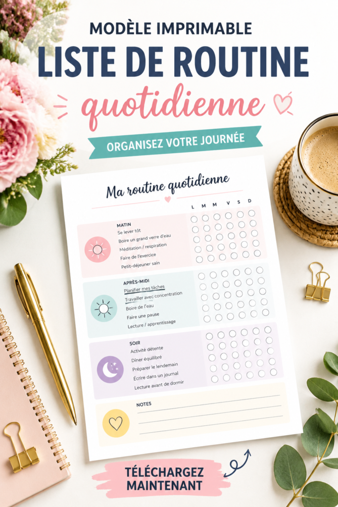Exemple de tableau de routine décoratif sur un mur avec des illustrations accueillantes