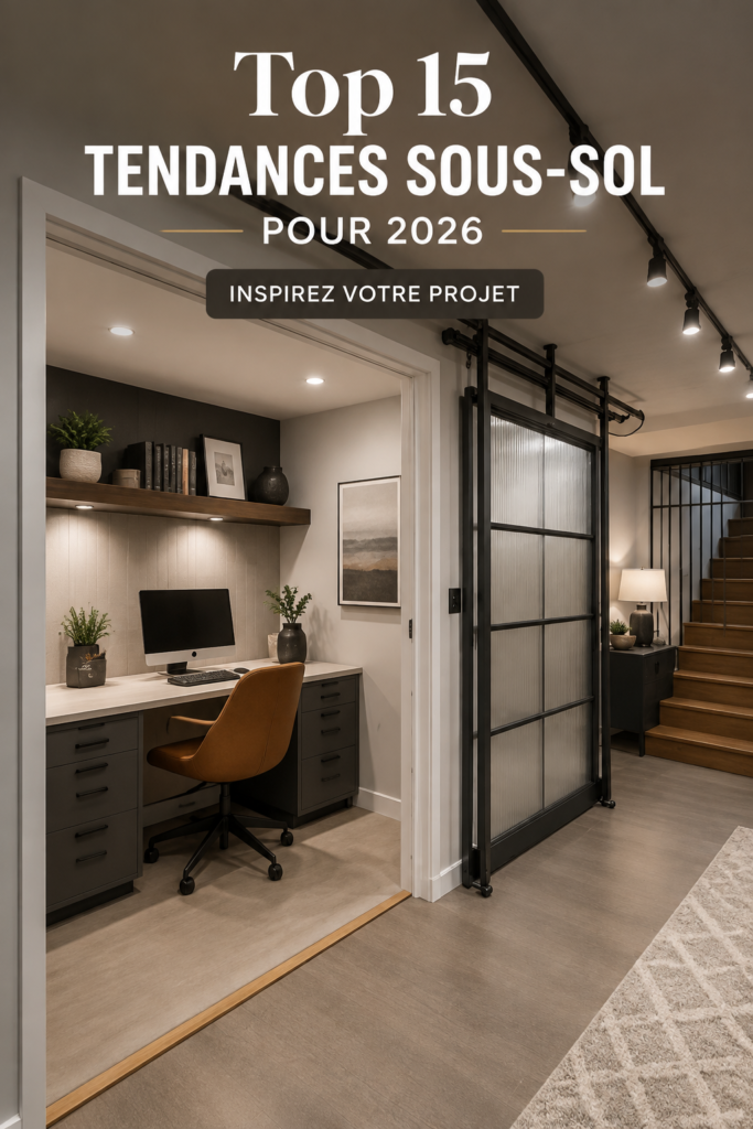 Aménagement chaleureux d'un sous-sol moderne avec des couleurs douces et un éclairage confortable.