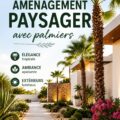 Jardin aménagé avec des palmiers majestueux et une ambiance tropicale