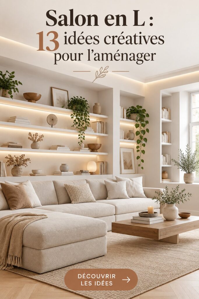 Salon en L lumineux et chaleureux, aménagé avec goût