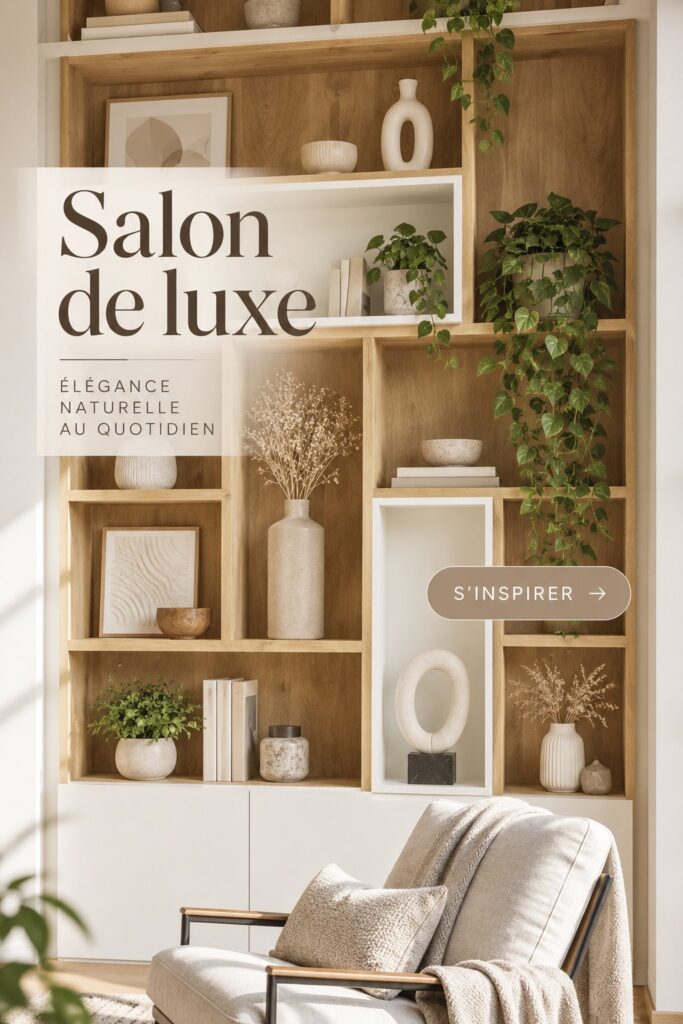 Un salon chic avec des meubles modernes et des touches de couleur douce.