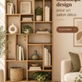 Bibliothèque design élégante intégrée dans un salon moderne