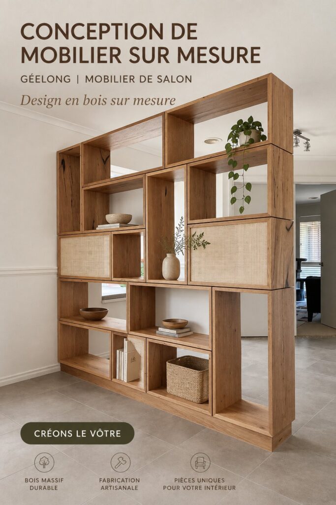 Salon accueillant avec des meubles sur mesure en bois
