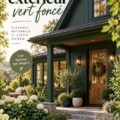 Maison extérieure peinte en vert foncé, au style élégant et chaleureux.