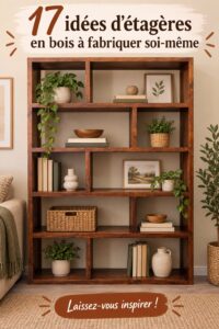 Étagères en bois faites maison dans un intérieur chaleureux