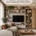 Étagères modulaires en bois dans un salon moderne et lumineux