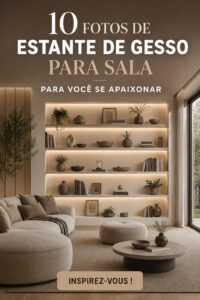 Étagères en plâtre décoratives dans un salon chaleureux, ajoutant une touche élégante à l'intérieur.