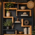 Une étagère de salon décorée avec des livres et des plantes, apportant une touche chaleureuse et personnelle.