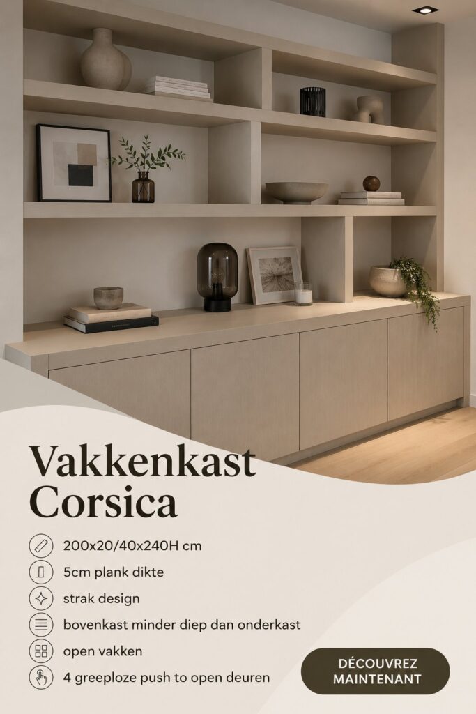 Etagère Vakkenkast Corsica au design moderne dans un salon élégamment décoré