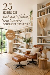Bouquet d'herbe de la pampa dans un vase, style boho