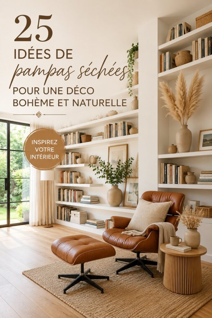Bouquet d'herbe de la pampa dans un vase, style boho