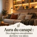 Étagères murales en bois décorées de plantes et objets colorés