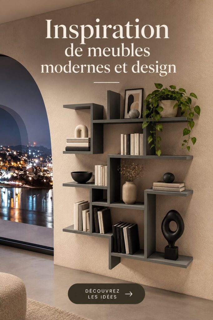 Meuble moderne en bois clair avec un design épuré dans un salon lumineux
