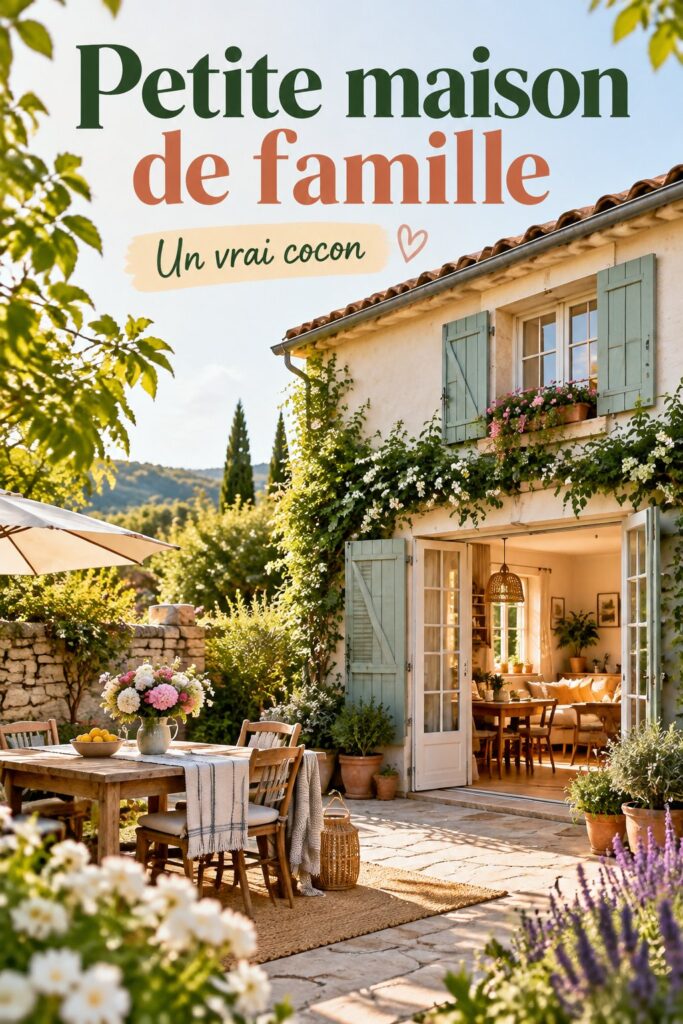 Intérieur d'une petite maison familiale décorée avec goût et chaleur.